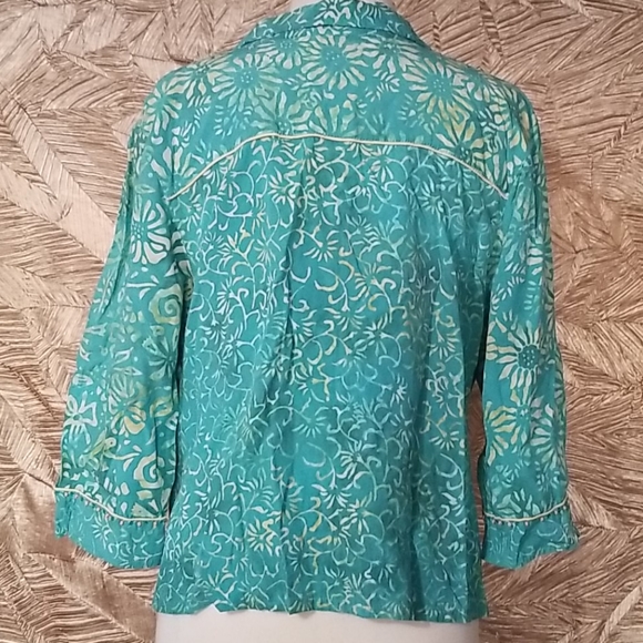 Nomadic Traders teal batic top - Picture 3 of 4